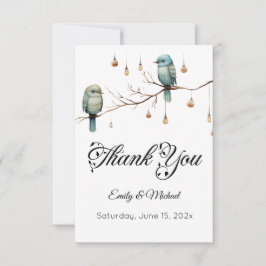 Rustic Woodland Love birds Romantic Bröllop Tack Kort