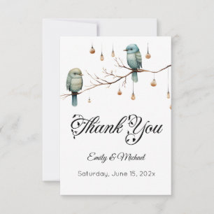 Rustic Woodland Love birds Romantic Bröllop Tack Kort
