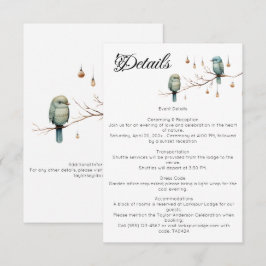 Rustic Woodland Love birds Romantic Bröllop Tilläggskort