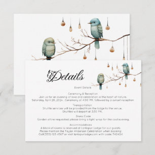Rustic Woodland Love birds Romantic Bröllop Tilläggskort