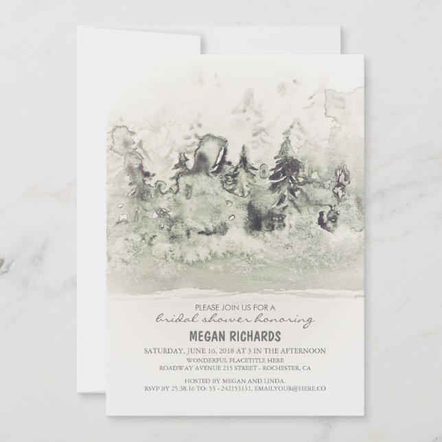 Rustic Woodland Möhippa Watercolor Inbjudningar (Framsida)