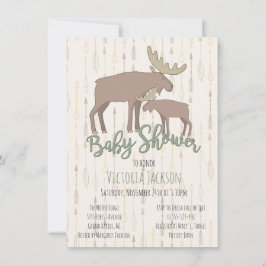 Rustic Woodland Moose and Baby Shower Inbjudningar