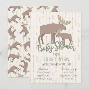 Rustic Woodland Moose and Baby Shower Inbjudningar