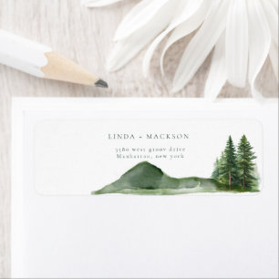 Rustic Woodland Mountain Forest bröllop Returadress Etikett