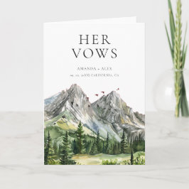Rustic Woodland Mountain Forest Her Bröllop Vows Kort
