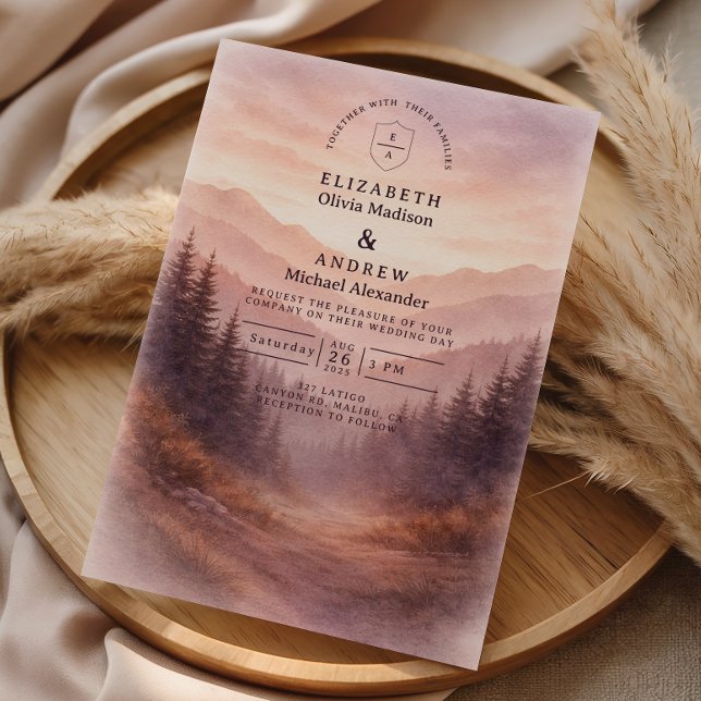 Rustic Woodland Mountain Scene Wedding Inbjudningar (Skapare uppladdad)