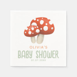 Rustic Woodland Mushroom Baby Shower Pappersservett