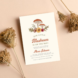 Rustic Woodland Mushroom Boho Baby Shower Inbjudningar
