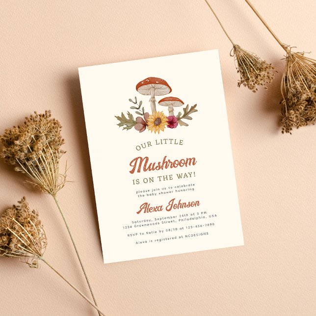 Rustic Woodland Mushroom Boho Baby Shower Inbjudningar (Skapare uppladdad)