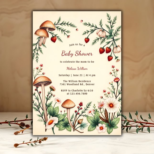 Rustic Woodland Natature Boho Baby Shower Inbjudningar (Rustic Woodland Nature Boho Baby Shower Invitation)