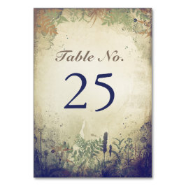 Rustic WOODLAND Navy Bröllop bordsnummer Card