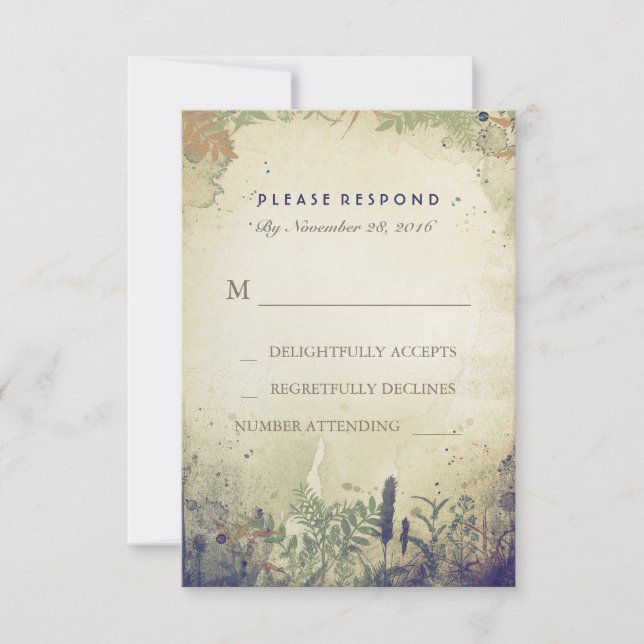 Rustic Woodland Navy-Bröllop OSA Card Kort (Framsida)