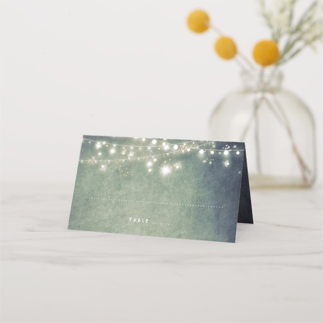 Rustic Woodland Night Ljus Bröllop Placeringskort (Framsida)