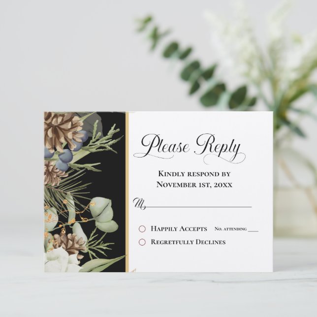 Rustic Woodland Pinecones on Black, svara (Stående Fram)
