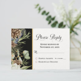 Rustic Woodland Pinecones on Black, svara