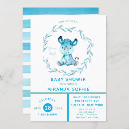 Rustic Woodland Rhino Boy Shower-inbjudan Inbjudningar