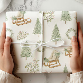 Rustic Woodland Sleigh & Gräs Presentpapper
