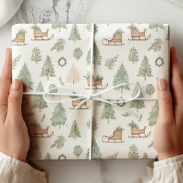Rustic Woodland Sleigh & Gräs Presentpapper