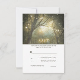 Rustic Woodland String Ljus Bröllop OSA Card Kort