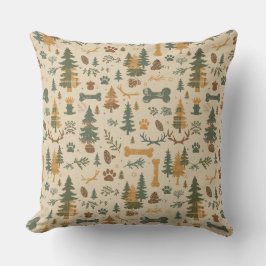 Rustic Woodland Throw Pillow – Lodge‑Inspired Pet Kudde