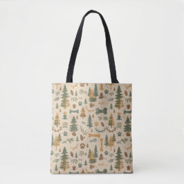Rustic Woodland Tote Bag – Lodge‑Style Dog Paws Tygkasse