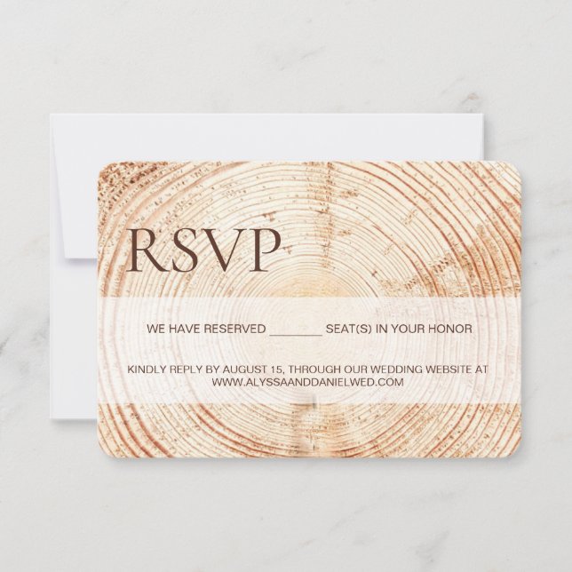 Rustic Woodland tree bark RSVP reserved Seating OSA Kort (Framsida)