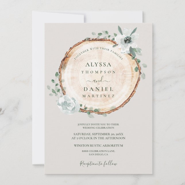 Rustic Woodland Watercolor Flowers Bröllop Inbjudningar (Framsida)