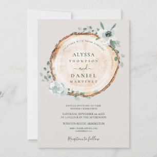 Rustic Woodland Watercolor Flowers Bröllop Inbjudningar