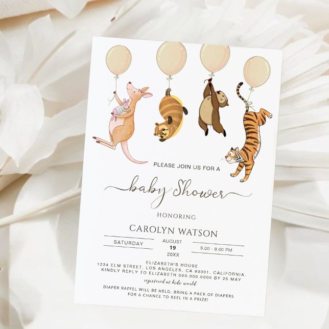 Rustic Woodland Watercolor Kangaroo Baby Shower Inbjudningar (Skapare uppladdad)