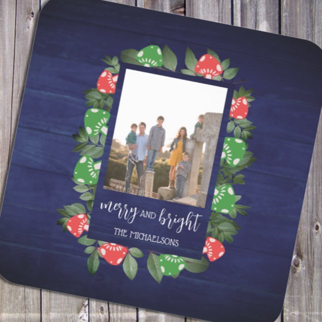 Rustic Woodland Whimsical Mushroom-jul Underlägg Papper Kvadrat (Skapare uppladdad)