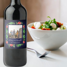 Rustic Woodland Whimsical Mushroom-jul Vinflaska Etikett