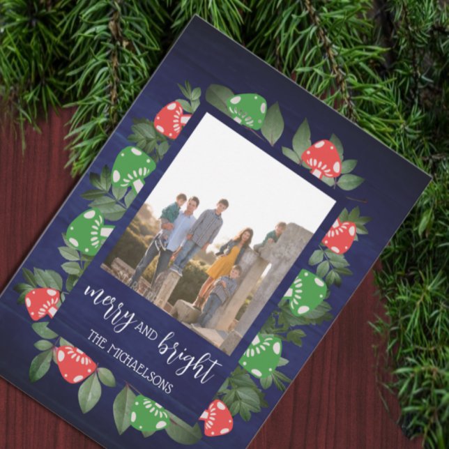 Rustic Woodland Whimsical Mushrooms Christmas Julkort (Skapare uppladdad)