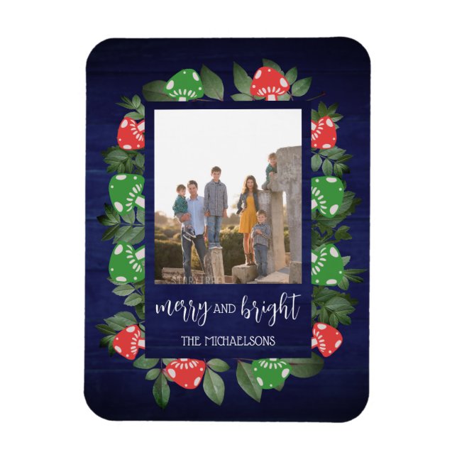 Rustic Woodland Whimsical Mushrooms Christmas Magnet (Vertikal)