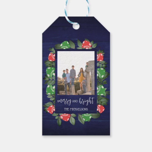 Rustic Woodland Whimsical Mushrooms Christmas Presentetikett (Framsidan)