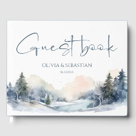Rustic Woodland Winter Forest Bröllop Gästböcker