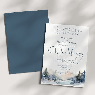 Rustic Woodland Winter Forest Bröllop Inbjudningar
