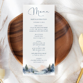 Rustic Woodland Winter Forest Bröllop Meny