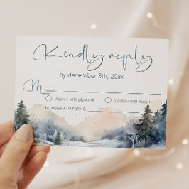 Rustic Woodland Winter Forest Bröllop OSA Kort