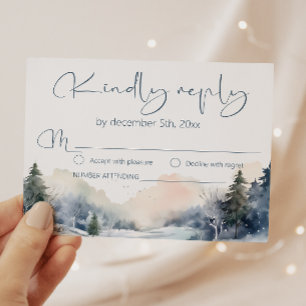 Rustic Woodland Winter Forest Bröllop OSA Kort