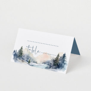 Rustic Woodland Winter Forest Bröllop Placeringskort