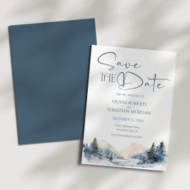 Rustic Woodland Winter Forest Bröllop Spara Datumet