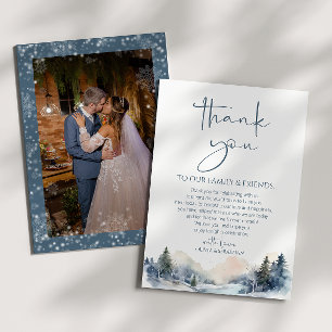 Rustic Woodland Winter Forest Bröllop Tack Kort