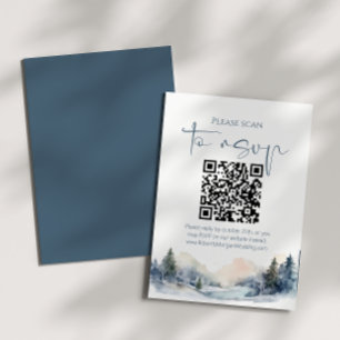 Rustic Woodland Winter Forest QR-kod Bröllop OSA Kort