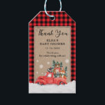 Rustic Woodland Winter Wonderland Baby djur Presentetikett<br><div class="desc">Vintertemat favoritmärke med vackert illustrerade skogarnas varelser och tidlösa typsnitt över en kraftig kraft och pläterad bakgrund.</div>
