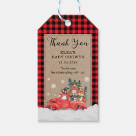 Rustic Woodland Winter Wonderland Baby djur Presentetikett