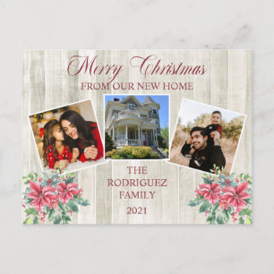 Rustic Woodsy God jul - New Home Photo Ann Helg Vykort