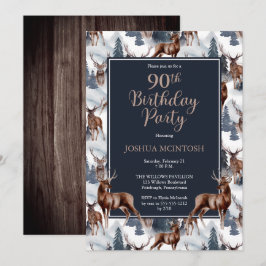 Rustic Woodsy Hjort | 90:e Födelsedagsfest för sko Inbjudningar