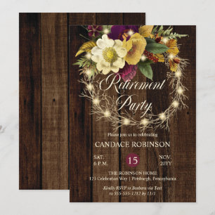 Rustic Woodsy Lighted Wandeine Pension Party Inbjudningar