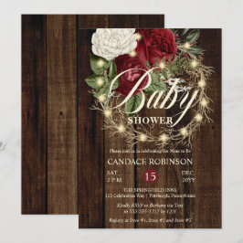 Rustic Woodsy Lighting WandeGirl Baby Shower Inbjudningar