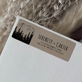 Rustic Woodsy Mountain Bröllop Returadress Etikett
